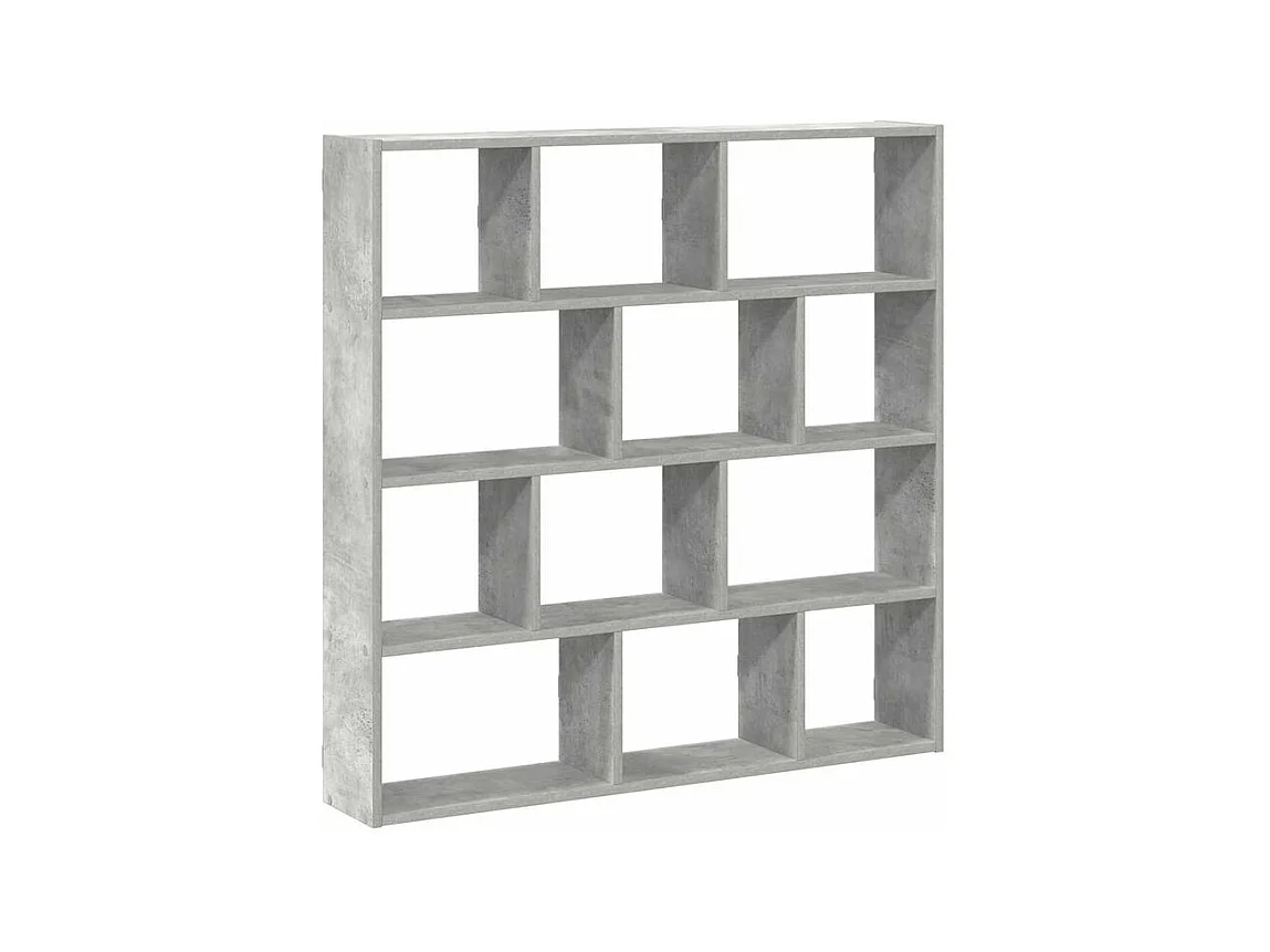 Étagère cube murale 12 compartiments gris béton bois ingénierie