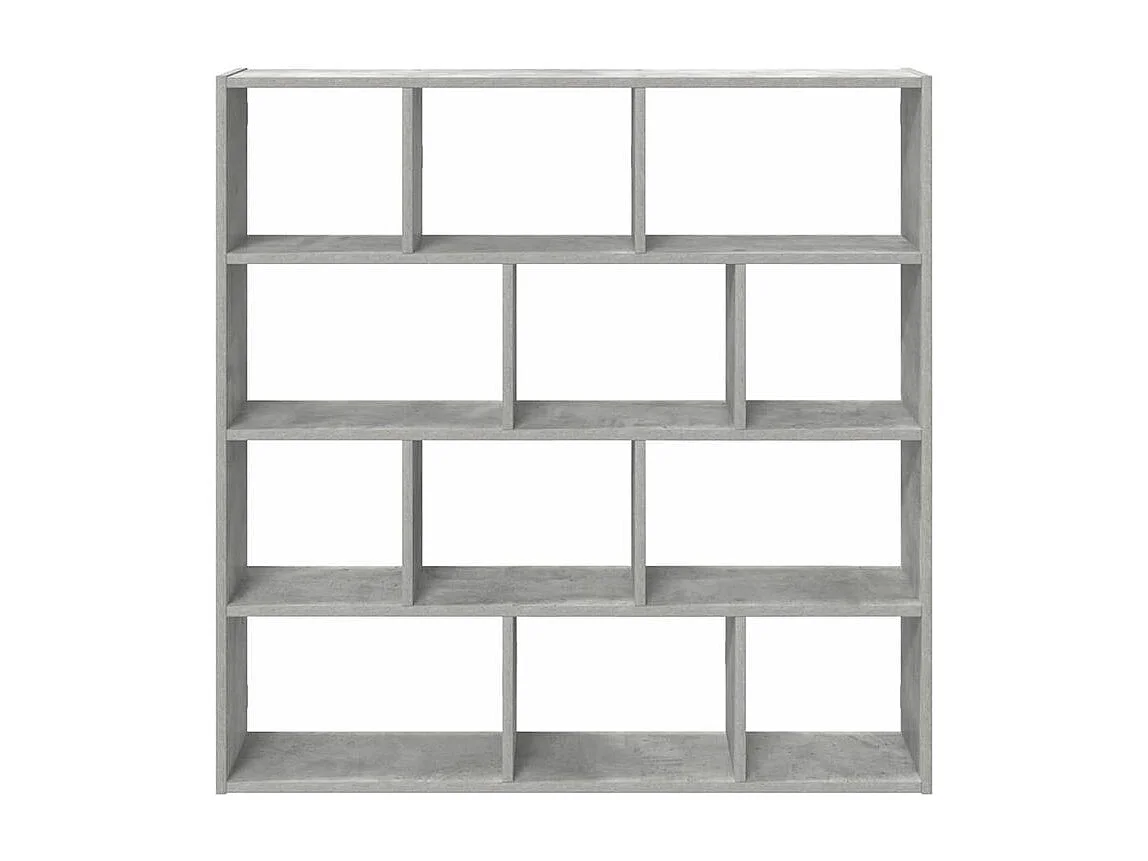 Étagère cube murale 12 compartiments gris béton bois ingénierie