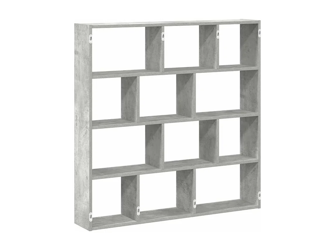 Étagère cube murale 12 compartiments gris béton bois ingénierie