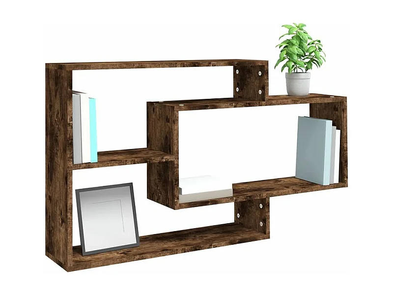 Étagère murale avec 3 espaces ouverts Kazko 104cm – Pratique et élégante-Couleur Marron fumé