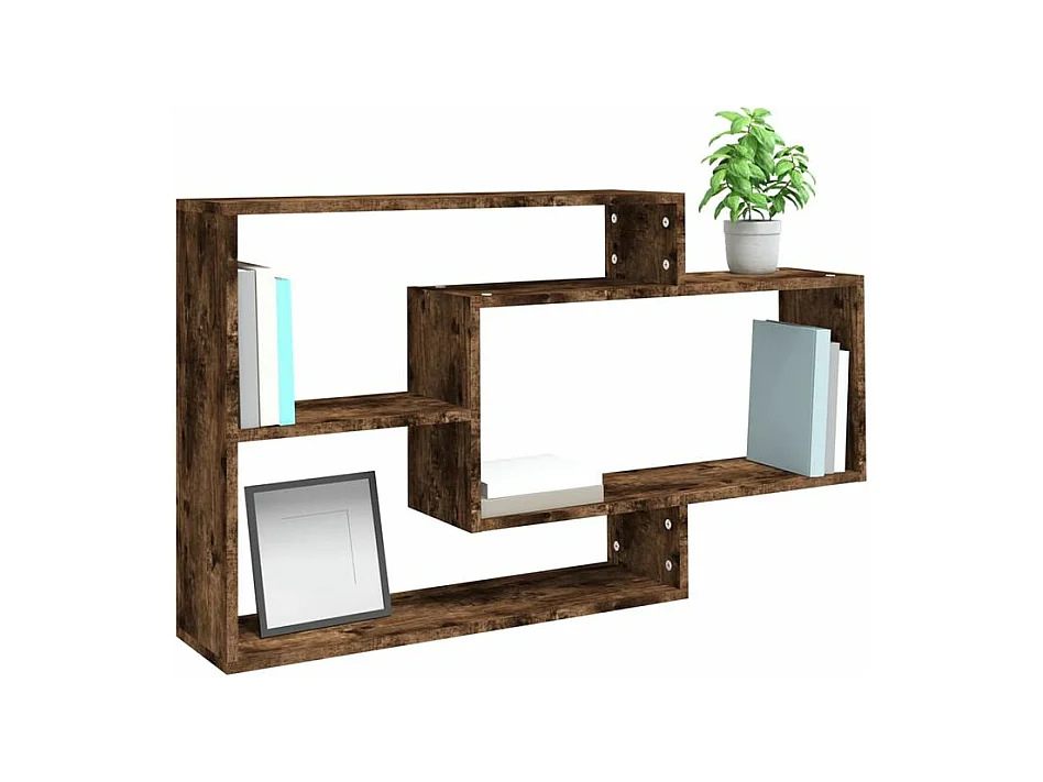 Étagère murale avec 3 espaces ouverts Kazko 104cm – Pratique et élégante-Couleur Marron fumé