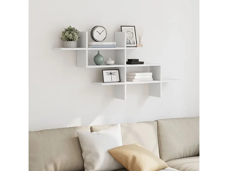 Étagère murale blanc 124,5x18x60,5 bois d'ingénierie