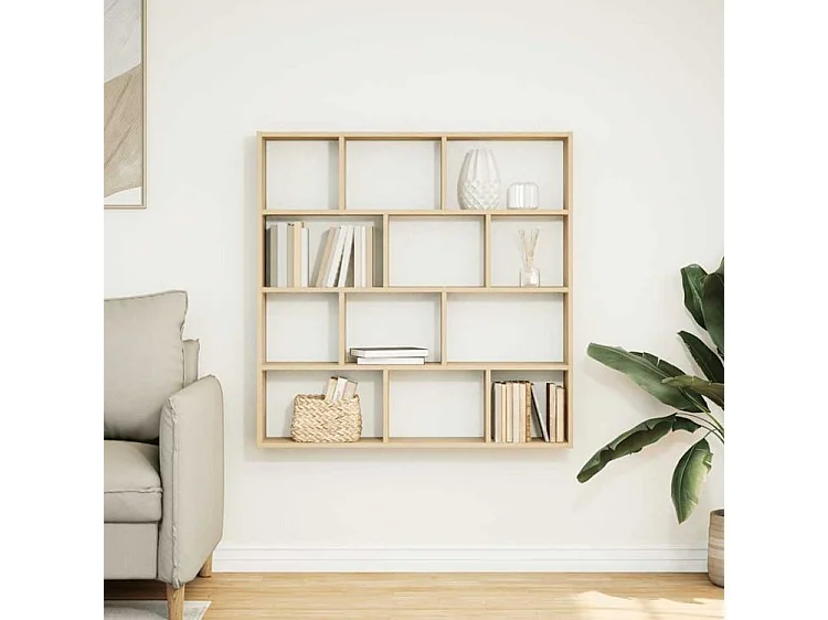 Étagère cube murale 12 compartiments chêne sonoma