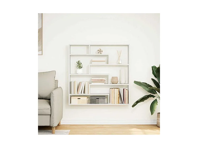 Étagère cube murale 7 compartiments blanc bois d'ingénierie