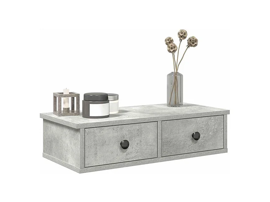 Étagère murale avec tiroirs gris béton bois d'ingénierie