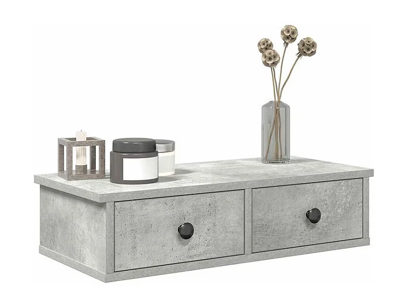 Étagère murale avec tiroirs gris béton bois d'ingénierie