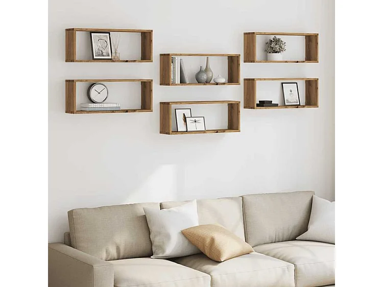 Étagères murales sous forme de cube 6 pcs chêne artisanal