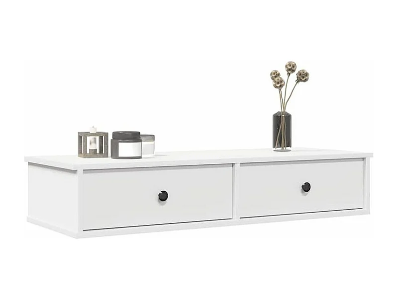 Étagère murale et tiroirs blanc 100x37,5x19 bois d'ingénierie