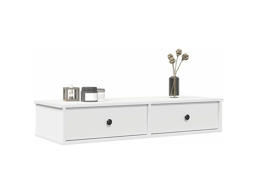 Étagère murale et tiroirs blanc 100x37,5x19 bois d'ingénierie