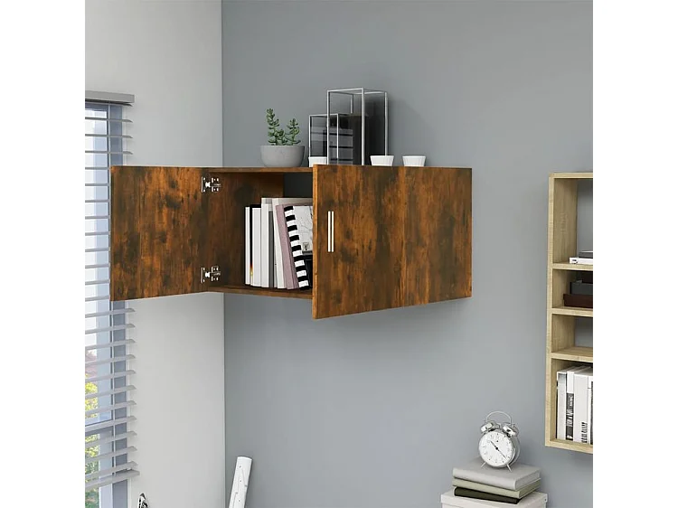 Armoire murale Korane L80xH40xP39 – Sobre et Polyvalente-Couleur Marron fumé