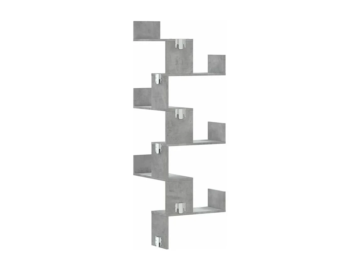 Étagère murale d'angle gris béton 45x45x147 bois d'ingénierie