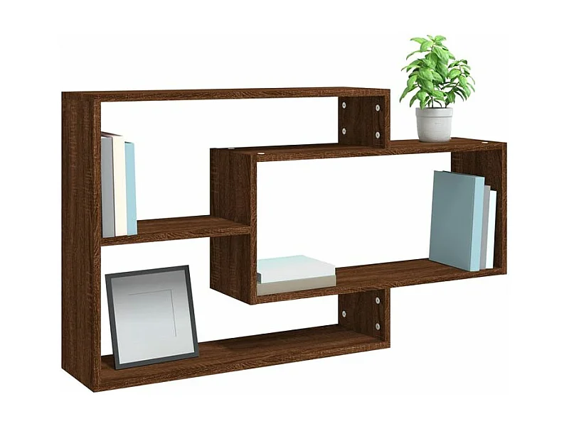 Étagère murale avec 3 espaces ouverts Kazko 104cm – Pratique et élégante-Couleur Noyer