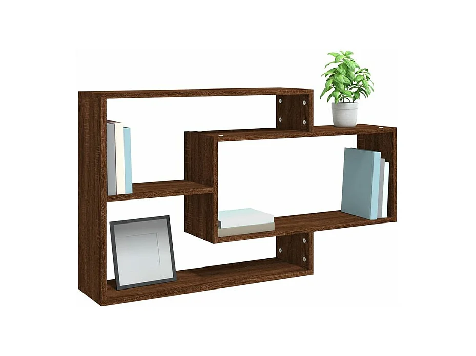 Étagère murale avec 3 espaces ouverts Kazko 104cm – Pratique et élégante-Couleur Noyer