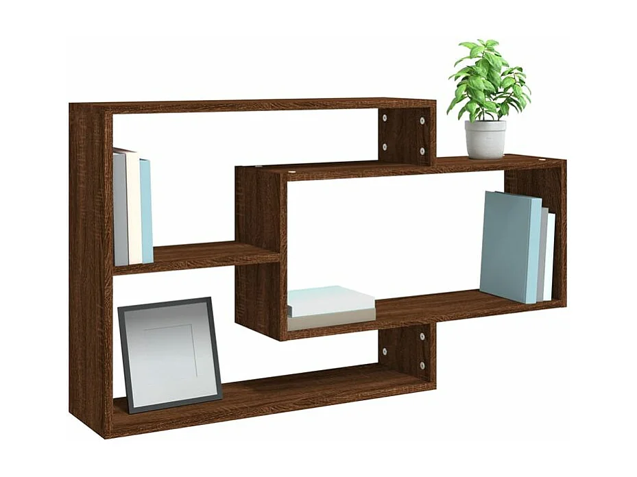 Étagère murale avec 3 espaces ouverts Kazko 104cm – Pratique et élégante-Couleur Noyer