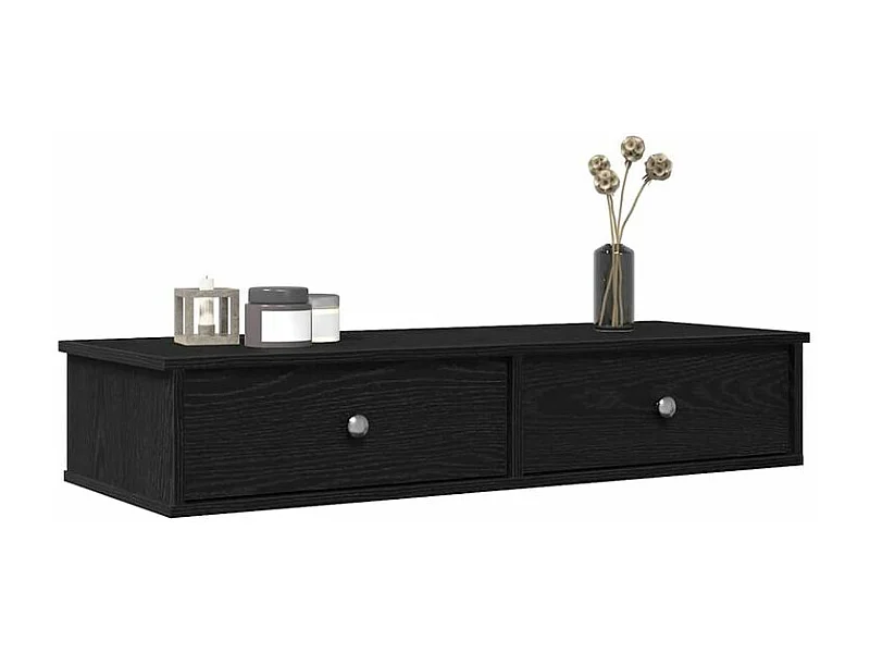 Étagère murale et tiroirs noir 100x37,5x19 bois d'ingénierie