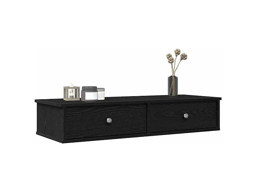 Étagère murale et tiroirs noir 100x37,5x19 bois d'ingénierie