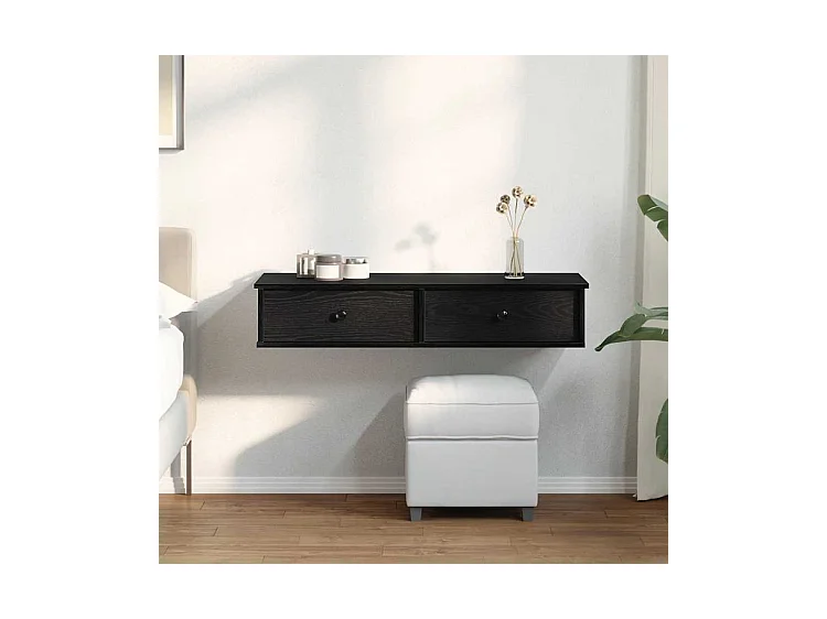 Étagère murale et tiroirs noir 100x37,5x19 bois d'ingénierie