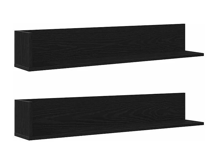 Étagères murales 2 pcs noir 100x16,5x16,5 bois d'ingénierie