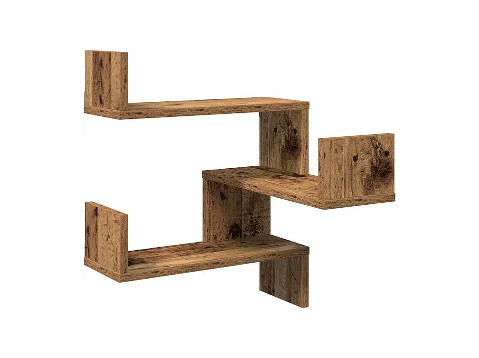 Étagère d'angle murale vieux bois 40x40x49,5 bois ingénierie