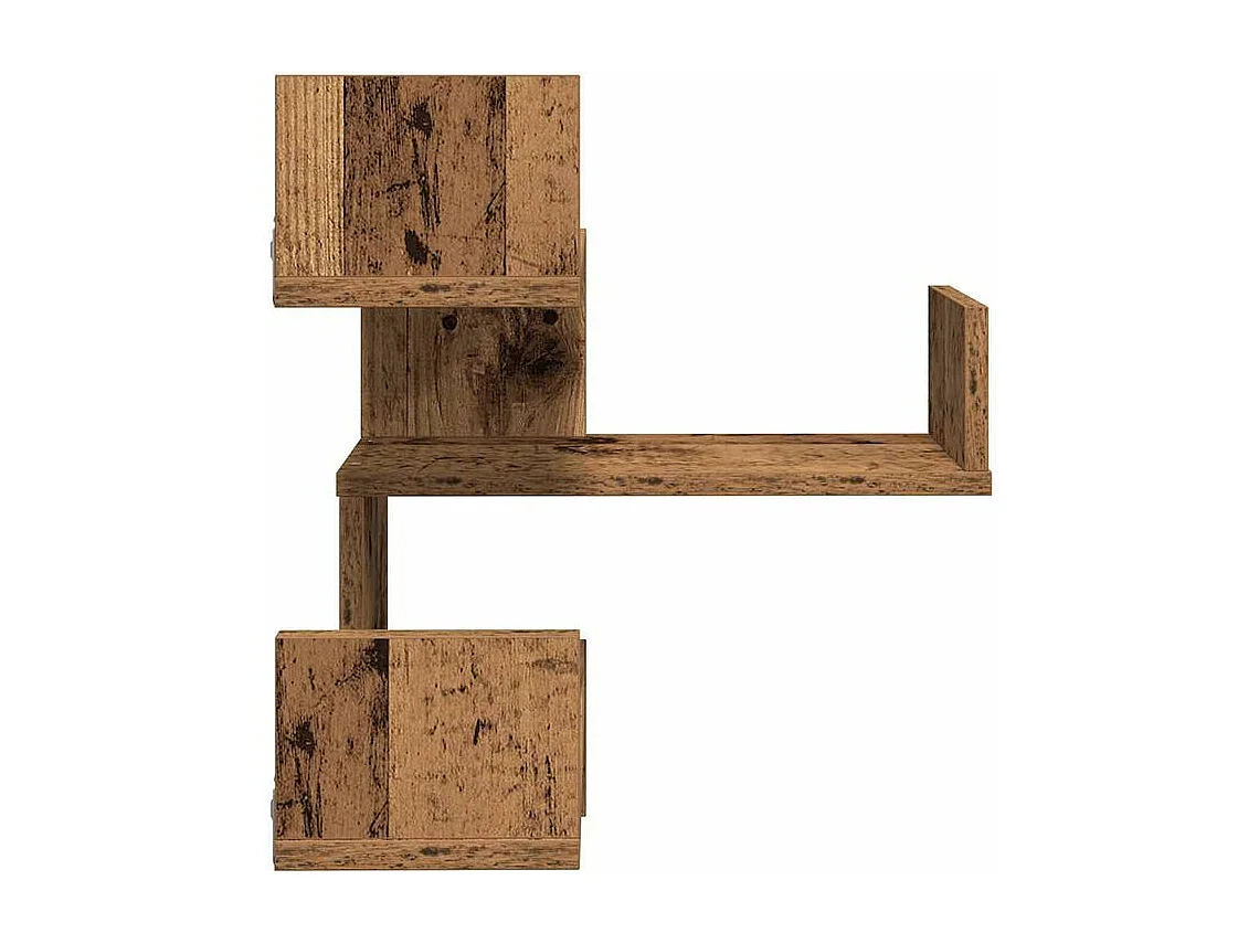 Étagère d'angle murale vieux bois 40x40x49,5 bois ingénierie