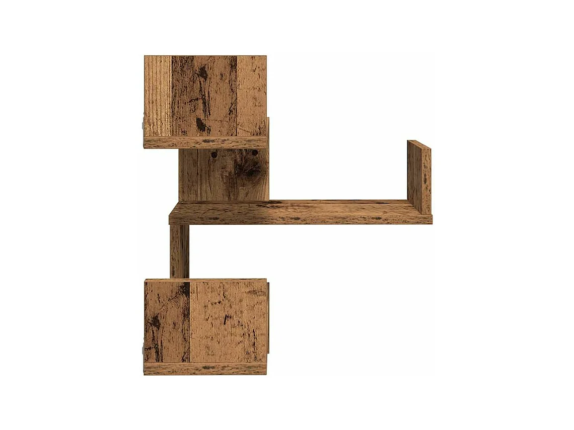 Étagère d'angle murale vieux bois 40x40x49,5 bois ingénierie