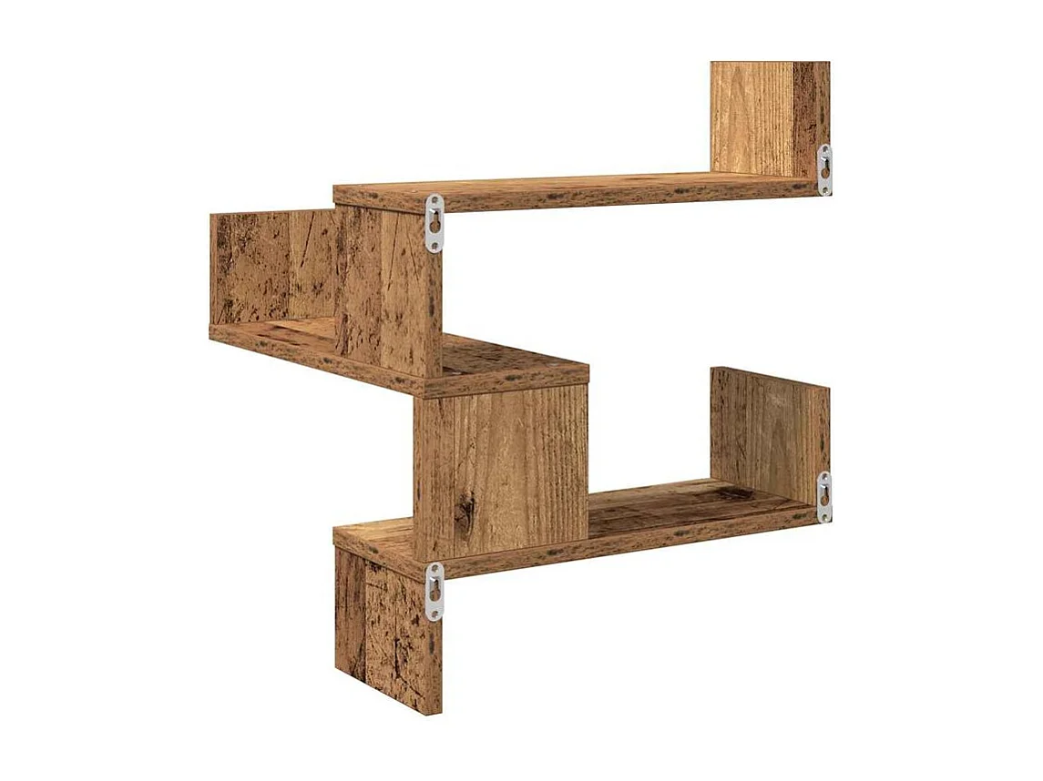 Étagère d'angle murale vieux bois 40x40x49,5 bois ingénierie