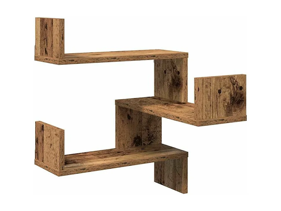 Étagère d'angle murale vieux bois 40x40x49,5 bois ingénierie