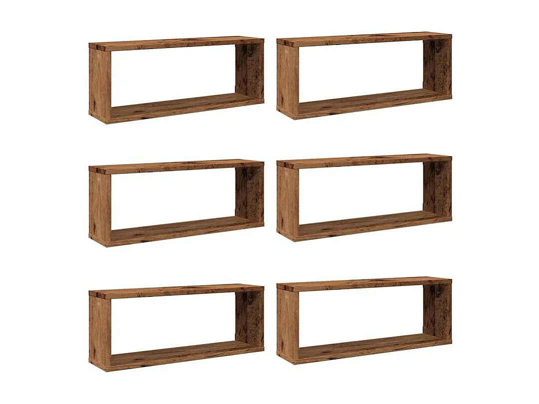 Étagères murales cube 6 pcs vieux bois 60x15x23