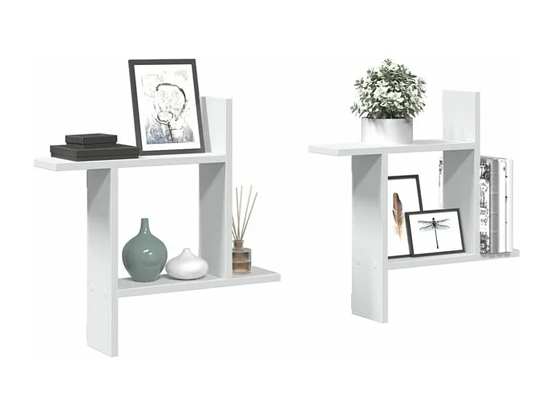 Étagères murales 2 pcs blanc 50x12x50 bois d'ingénierie