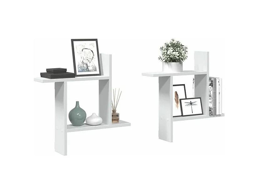 Étagères murales 2 pcs blanc 50x12x50 bois d'ingénierie