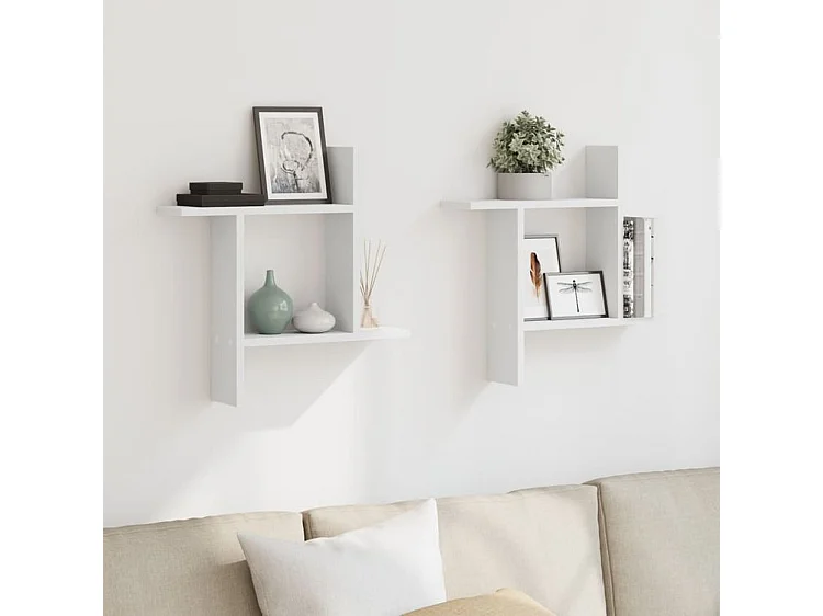 Étagères murales 2 pcs blanc 50x12x50 bois d'ingénierie