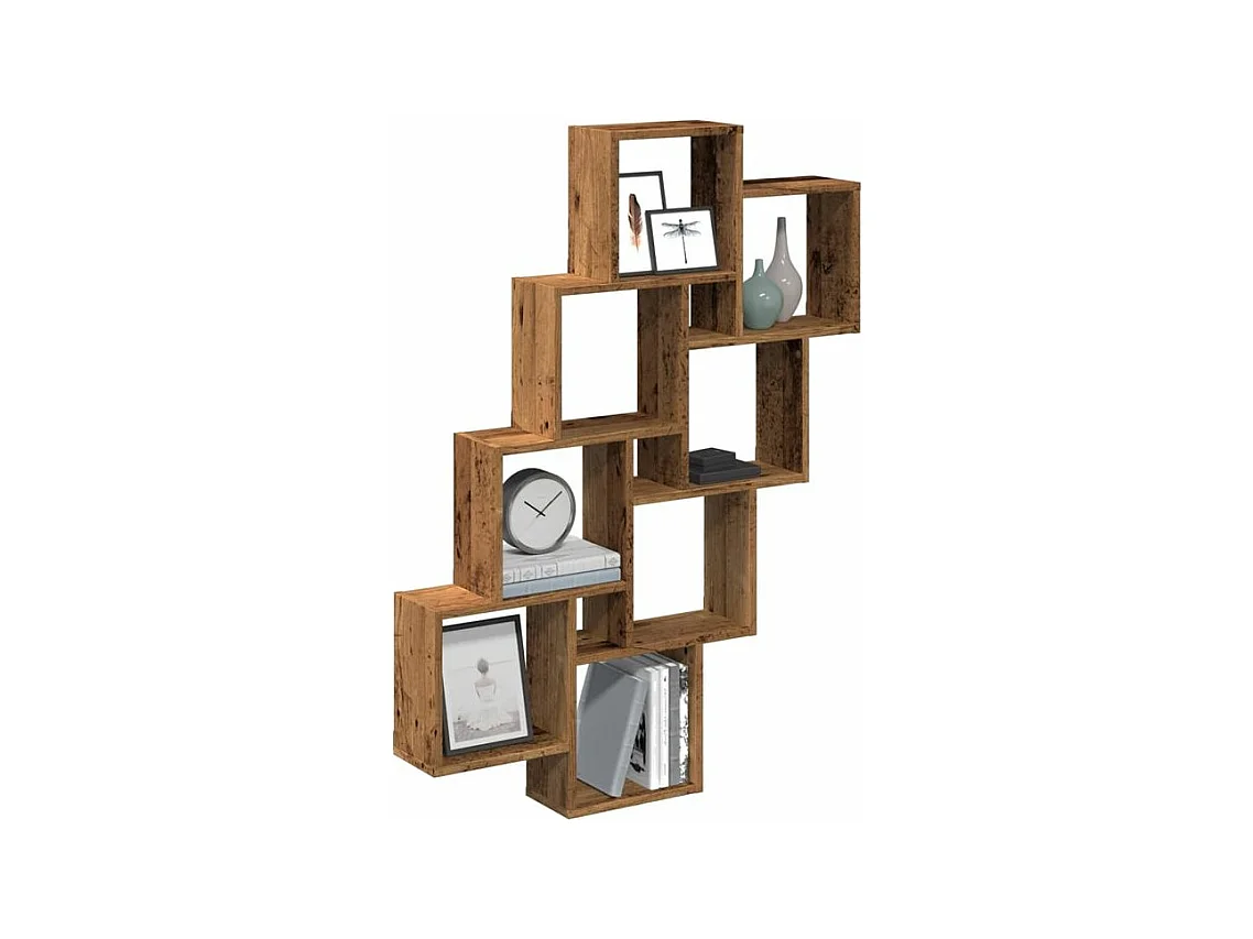 Étagère murale en forme de cube vieux bois 90x15x119,5