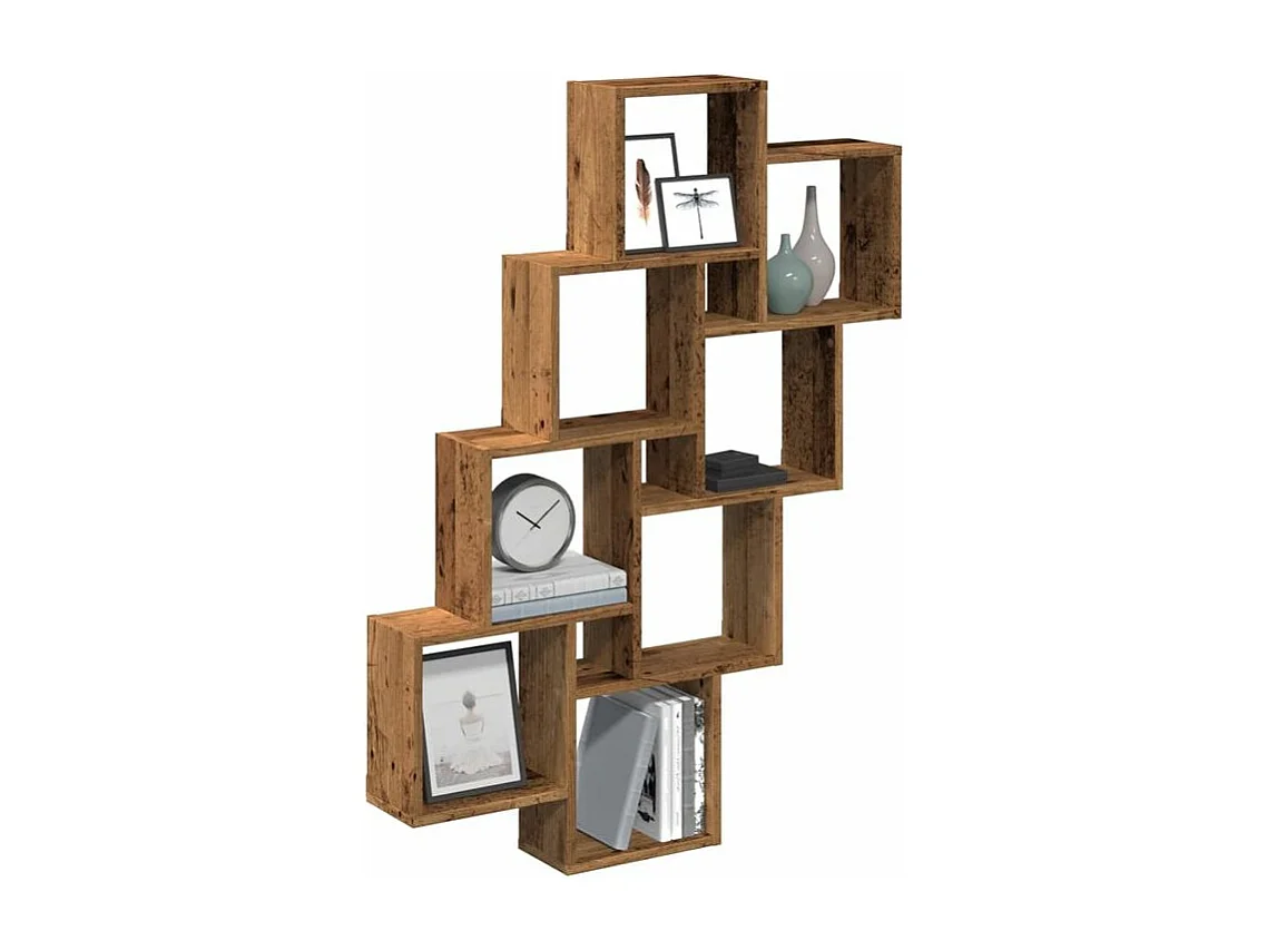 Étagère murale en forme de cube vieux bois 90x15x119,5
