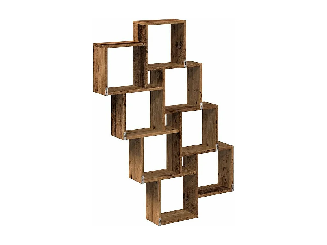 Étagère murale en forme de cube vieux bois 90x15x119,5