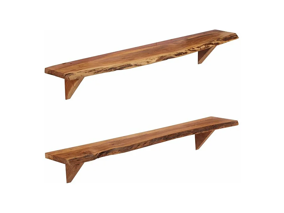 Étagères murales 2 pcs 110x20x18 Bois massif d'acacia