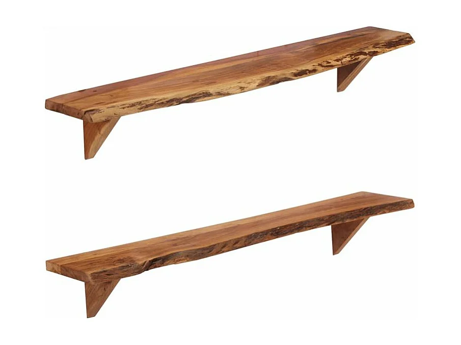 Étagères murales 2 pcs 110x20x18 Bois massif d'acacia