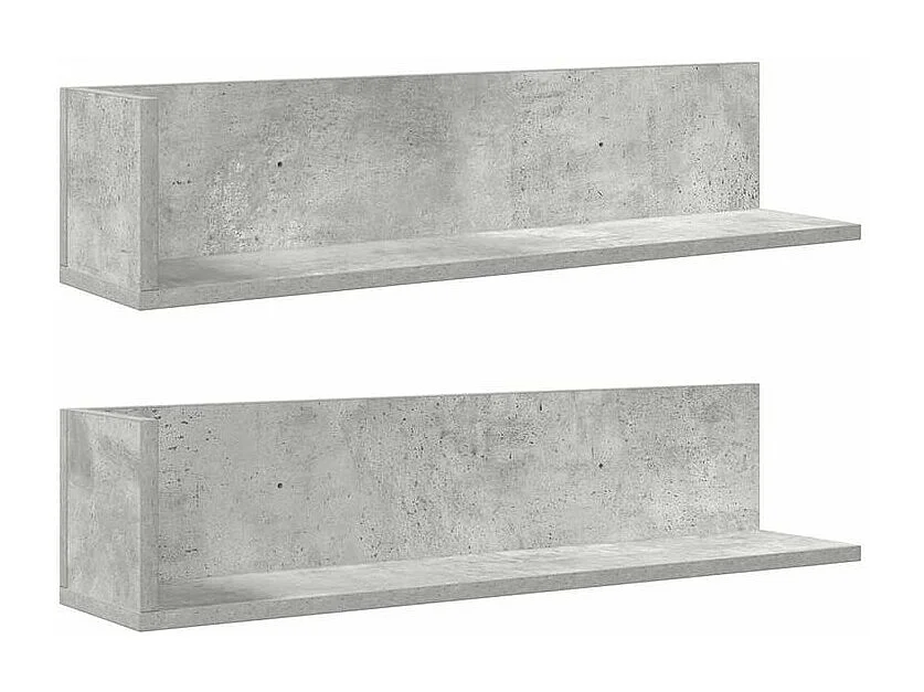 Étagères murales 2pcs gris béton 75x16,5x16,5 bois ingénierie