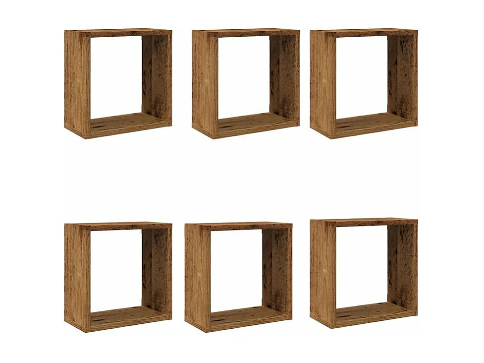 Étagères cube murales 6 pcs vieux bois 30x15x30