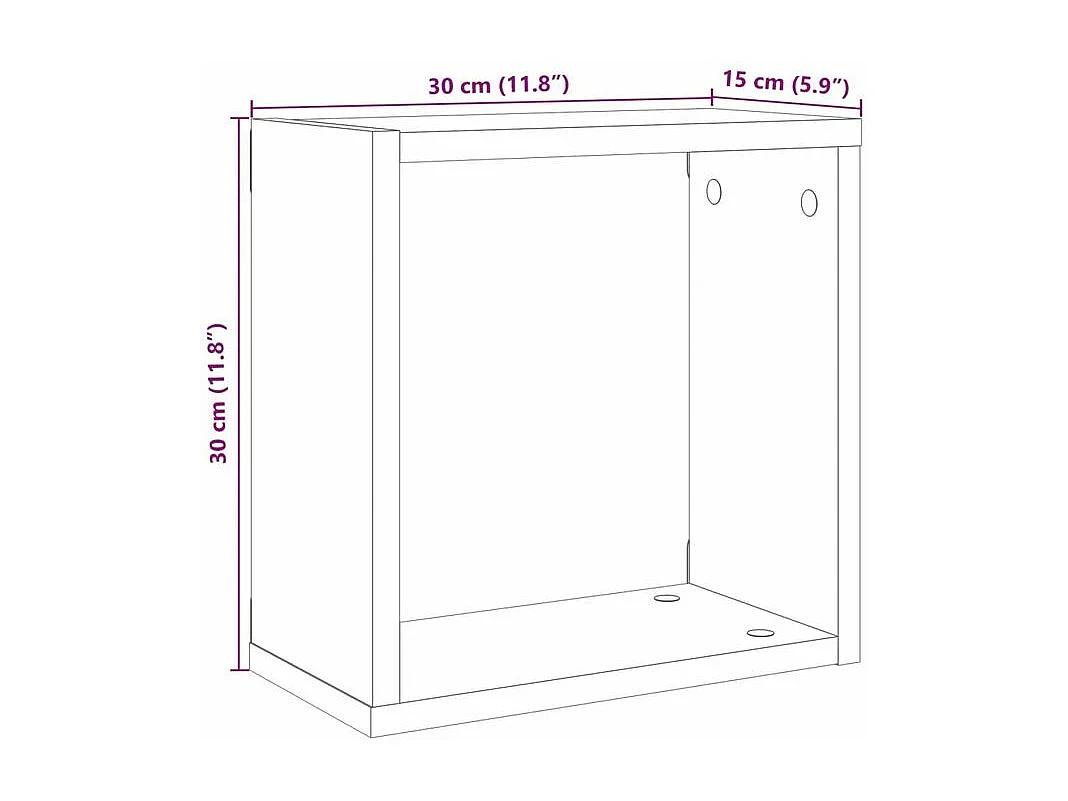 Étagères cube murales 6 pcs vieux bois 30x15x30
