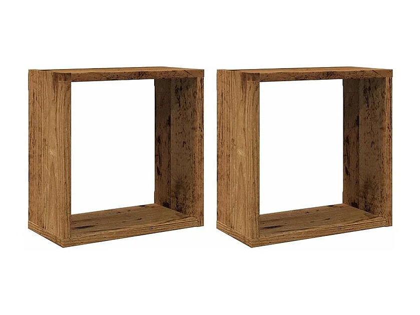Étagères cube murales 2 pcs vieux bois 30x15x30