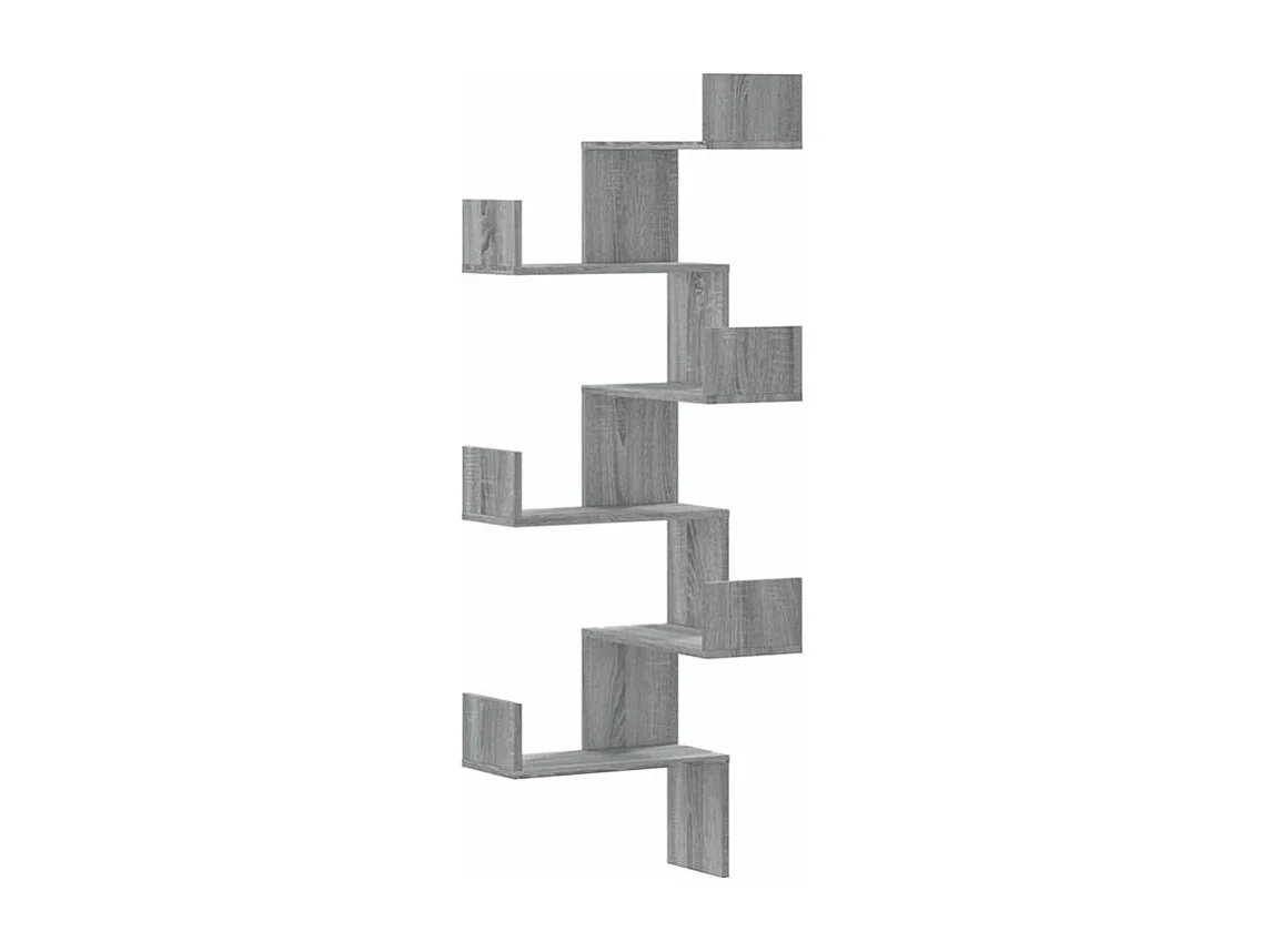 Étagère d'angle murale sonoma gris 45x45x147 bois ingénierie