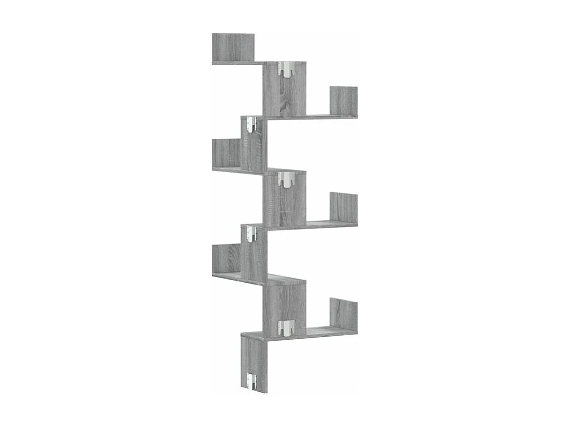 Étagère d'angle murale sonoma gris 45x45x147 bois ingénierie