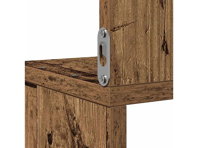 Étagère d'angle murale vieux bois 20x20x127,5