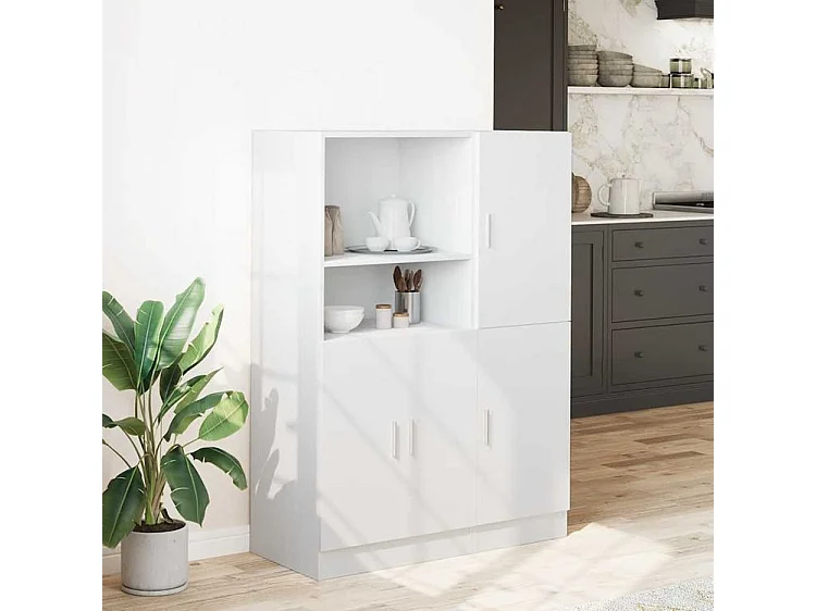 Ensemble d'armoires de cuisine 2 pcs blanc bois d'ingénierie