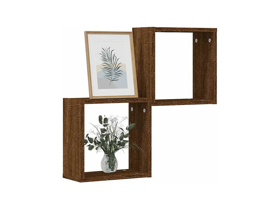 Étagères murales sous forme cube 2 pcs chêne marron 30x15x30