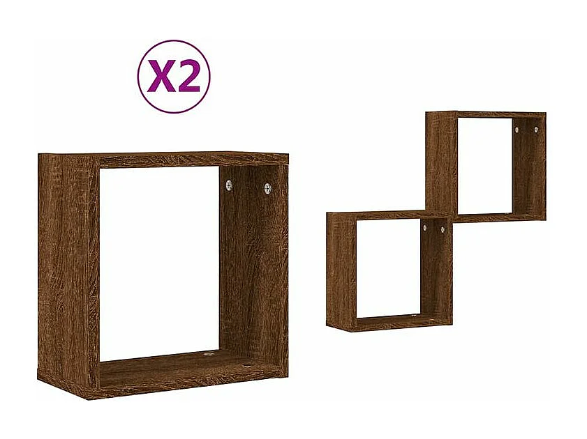 Étagères murales sous forme cube 2 pcs chêne marron 30x15x30