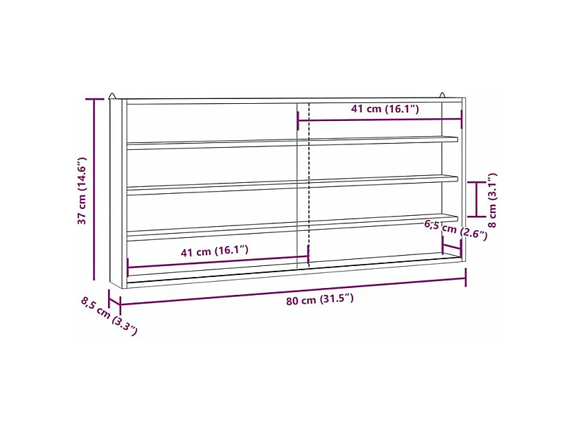 Vitrine murale avec portes 80x8,5x37