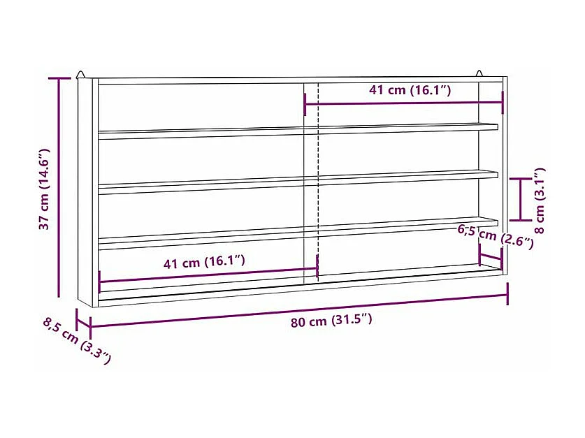 Vitrine murale avec portes 80x8,5x37