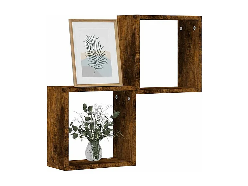 Étagères murales sous forme de cube 2 pcs chêne fumé 30x15x30
