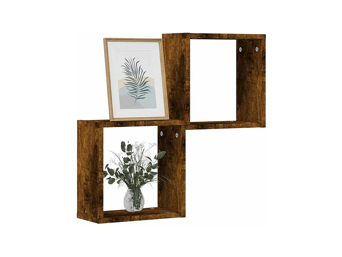 Étagères murales sous forme de cube 2 pcs chêne fumé 30x15x30
